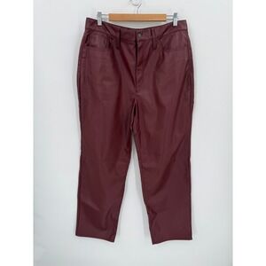 Madewell Women's Burgundy Red Faux Leather Pants Size 32 Vintage Straight Retro